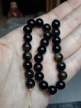 8mm Gold Sheen Obsidian Bead Strand – 8" #4